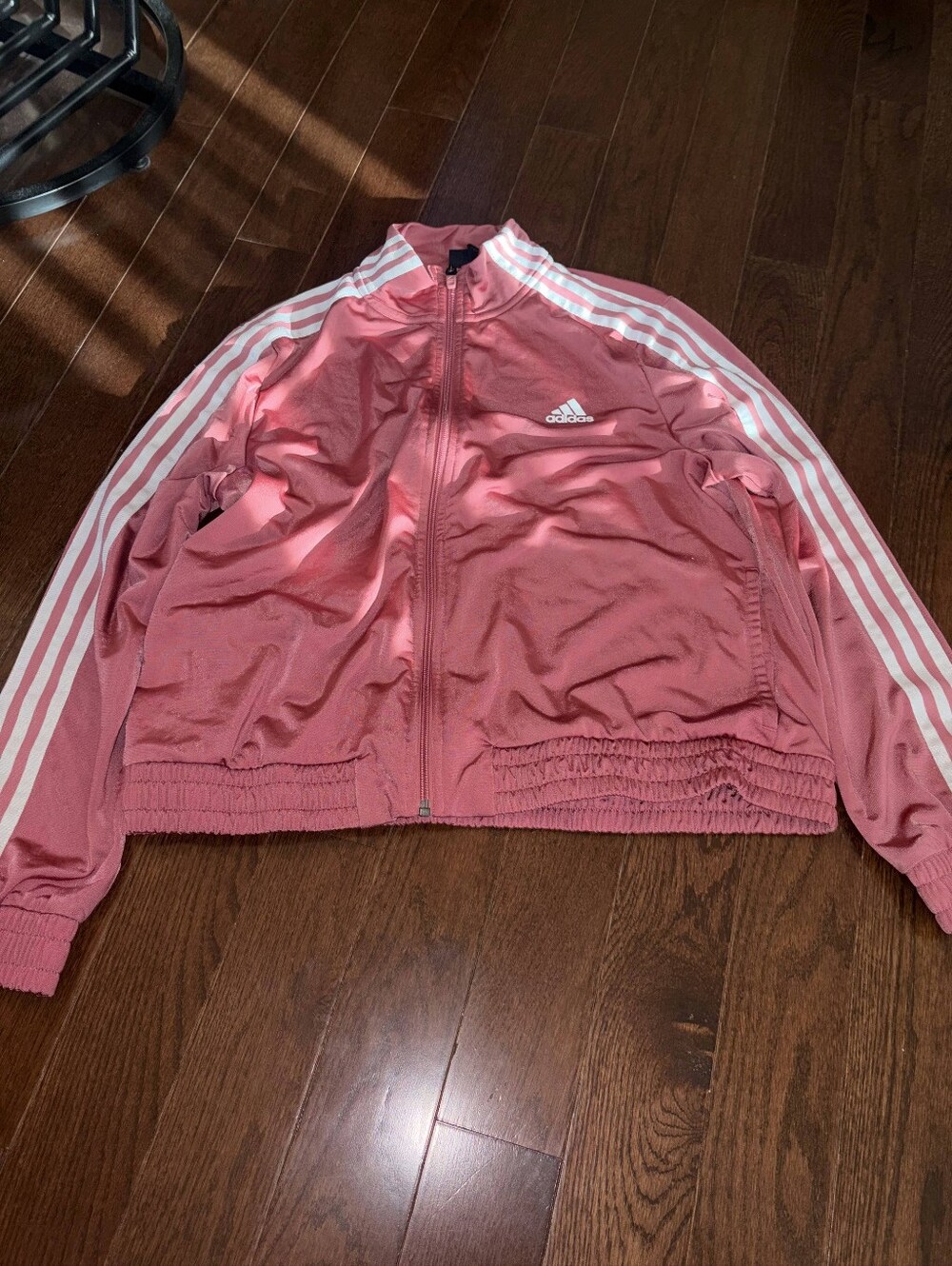 adidas Pink Track Jacket with White Three-Stripes